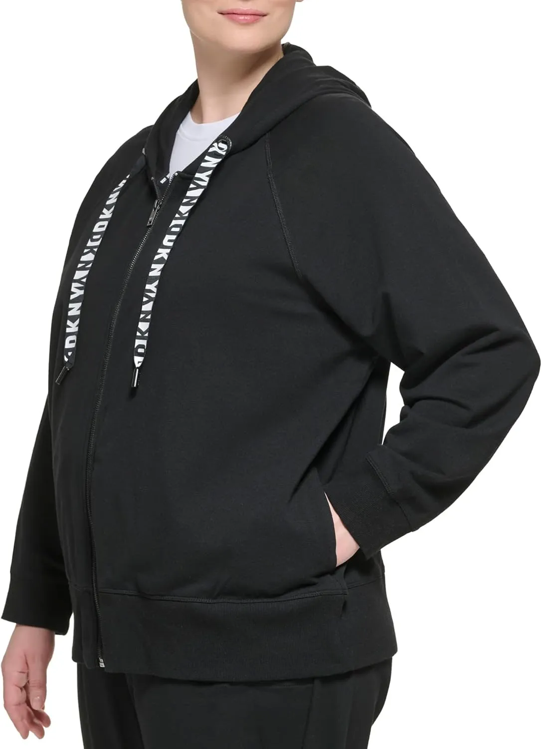 DKNY Women's Plus Size Cozy Comfy Terry Zip Hoodie Pullover Sweater