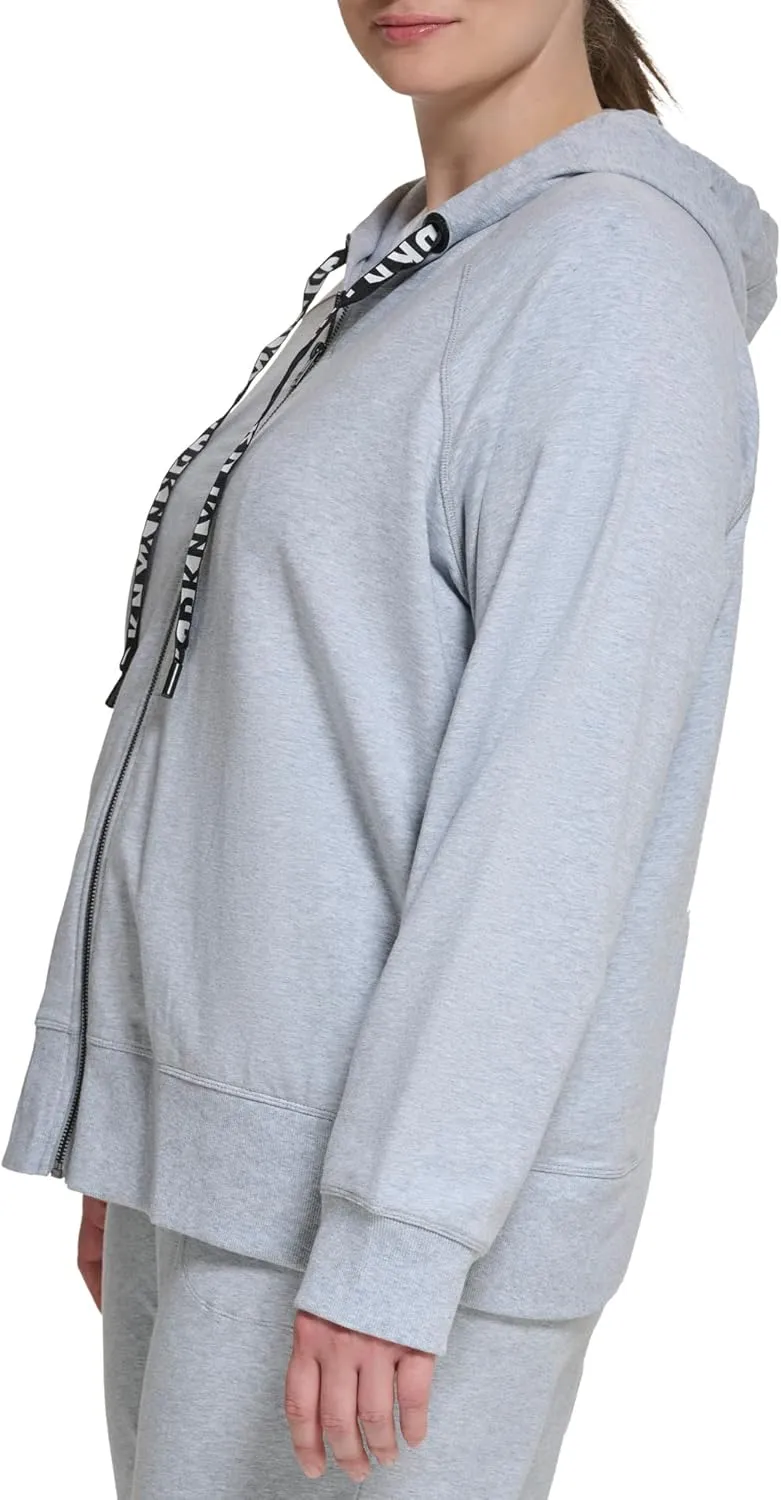 DKNY Women's Plus Size Cozy Comfy Terry Zip Hoodie Pullover Sweater