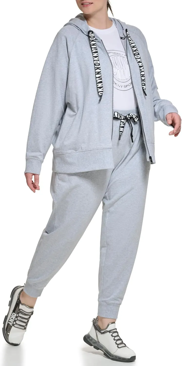 DKNY Women's Plus Size Cozy Comfy Terry Zip Hoodie Pullover Sweater