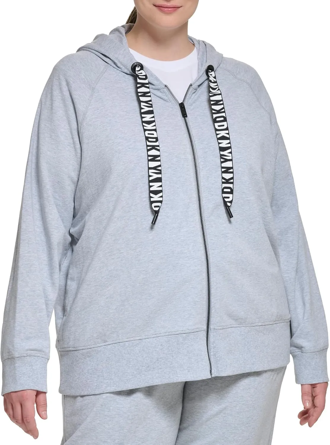 DKNY Women's Plus Size Cozy Comfy Terry Zip Hoodie Pullover Sweater