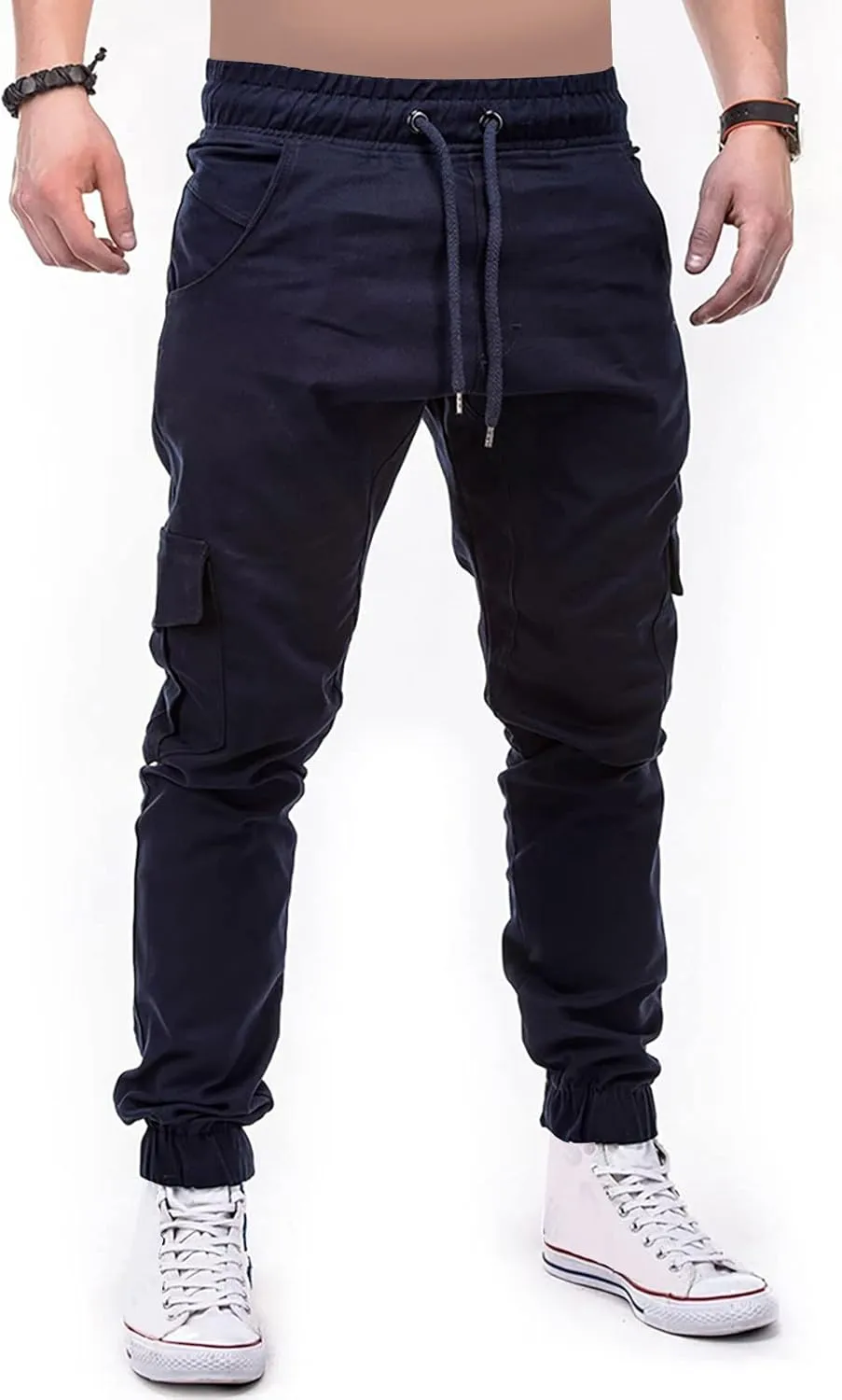 DuDubaby Mens Lounge Pants Mens Stretch Pants Overalls Drawstring Multi Pocket Casual Pants Hiking Pants Cotton Twill Pants
