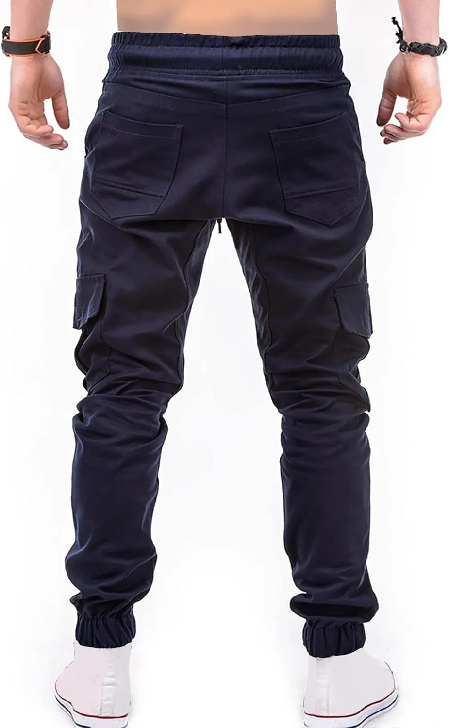 DuDubaby Mens Lounge Pants Mens Stretch Pants Overalls Drawstring Multi Pocket Casual Pants Hiking Pants Cotton Twill Pants