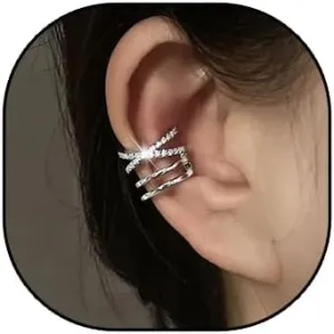 Ear Cuffs for Women Non Piercing Trendy Ear Cuff Earrings,Hypoallergenic Gold Rhinestone Ear Clip Earrings for Women