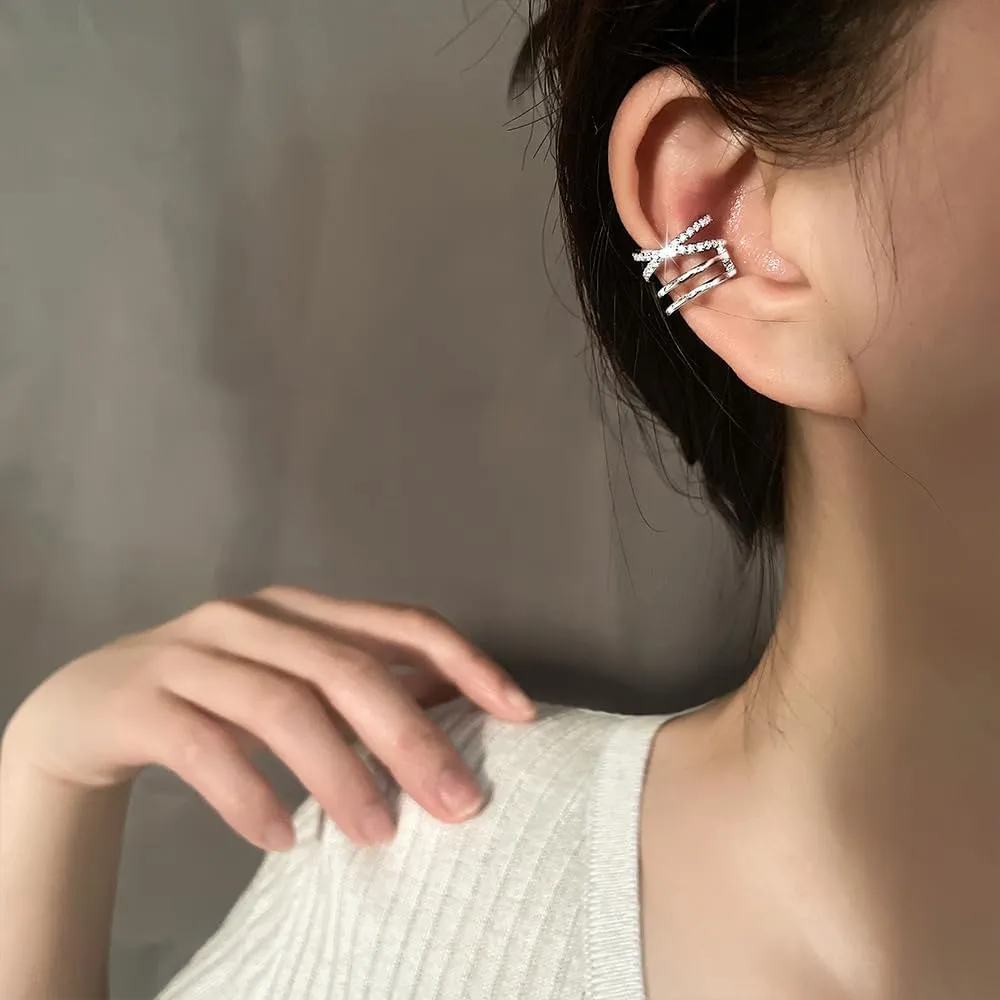 Ear Cuffs for Women Non Piercing Trendy Ear Cuff Earrings,Hypoallergenic Gold Rhinestone Ear Clip Earrings for Women