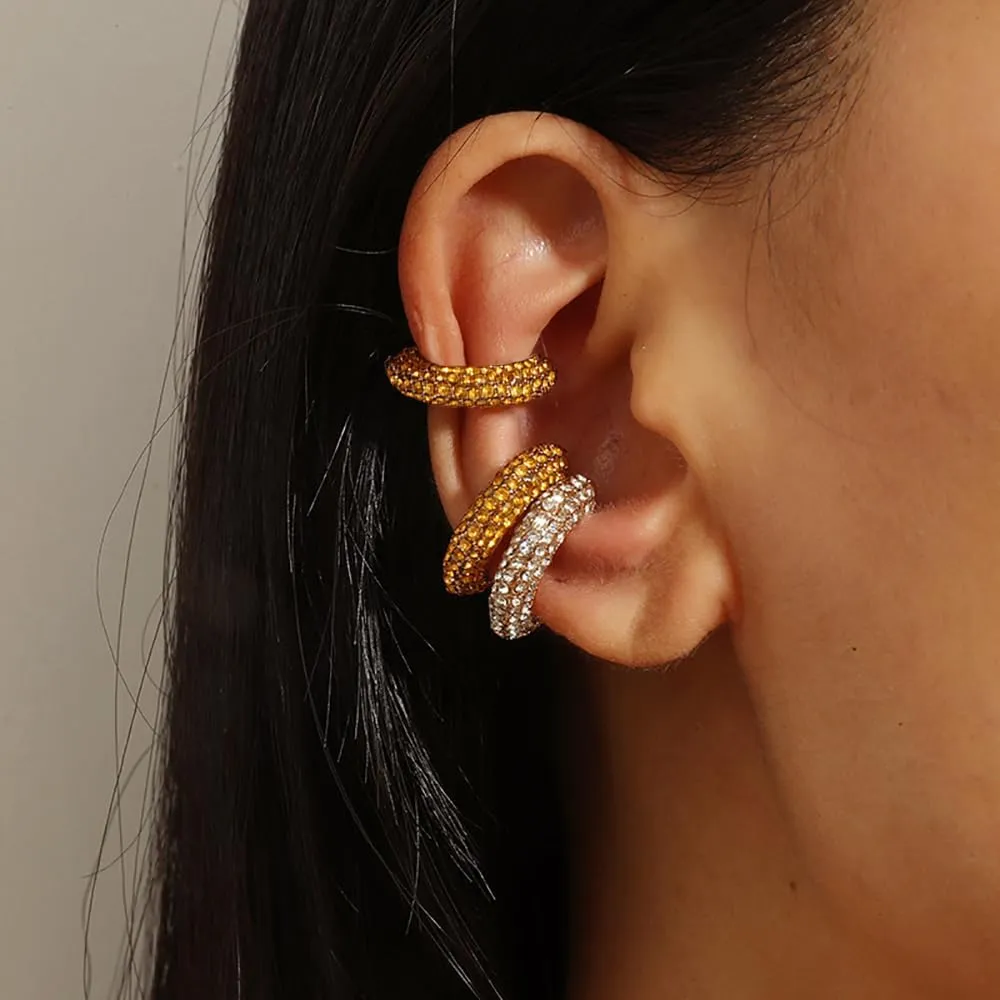 Ear Cuffs for Women Non Piercing Trendy Ear Cuff Earrings,Hypoallergenic Gold Rhinestone Ear Clip Earrings for Women