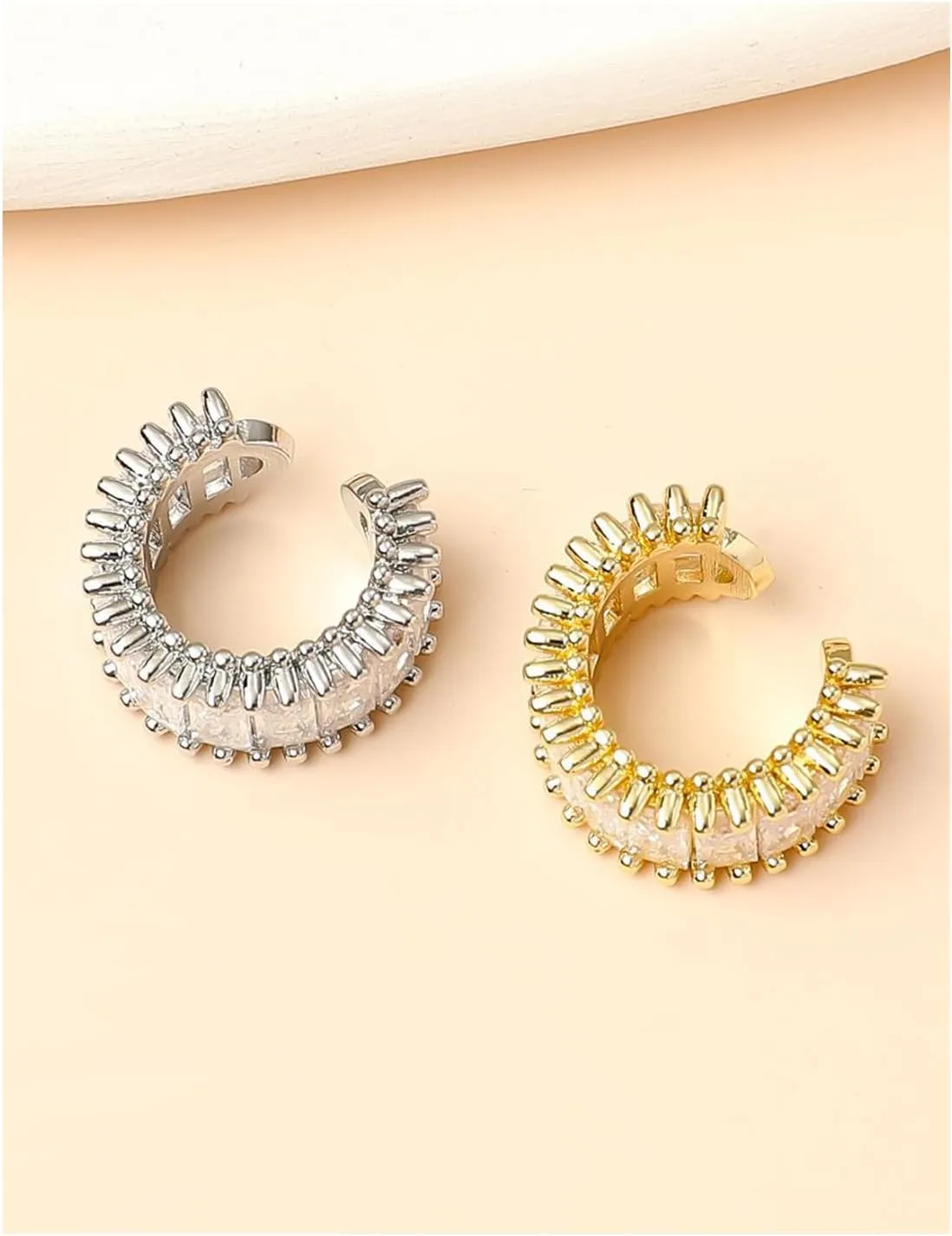 Ear Cuffs in 18K Gold - CZ Paved Hoop Conch Cuff Earrings for Women,Men - Sparkle Rhinestones Clip On Wrap Earrings Non Pierced