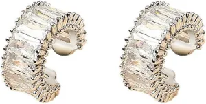 Ear Cuffs in 18K Gold - CZ Paved Hoop Conch Cuff Earrings for Women,Men - Sparkle Rhinestones Clip On Wrap Earrings Non Pierced