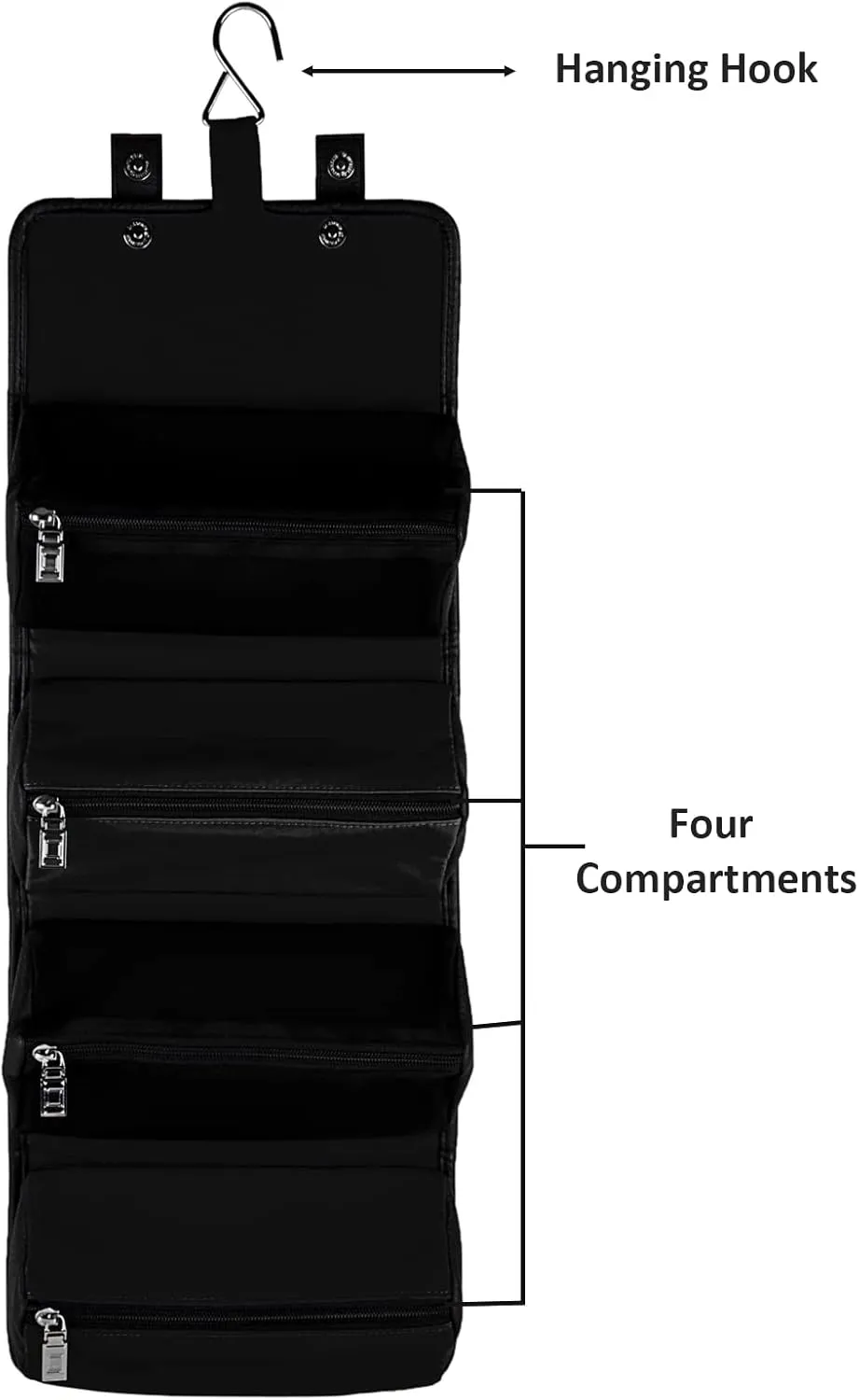 eBigValue ravel Hanging Toiletry Bag for Men Women Travel Kit Shaving Bag Waterproof Large Makeup Bag Wash Bag Makeup Organizer Cosmetic Case for Bathroom Shower, Medium, Black, MH_LENLEA020_MKVEB1