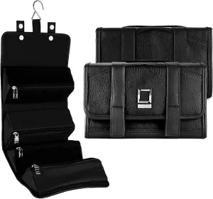 eBigValue ravel Hanging Toiletry Bag for Men Women Travel Kit Shaving Bag Waterproof Large Makeup Bag Wash Bag Makeup Organizer Cosmetic Case for Bathroom Shower, Medium, Black, MH_LENLEA020_MKVEB1
