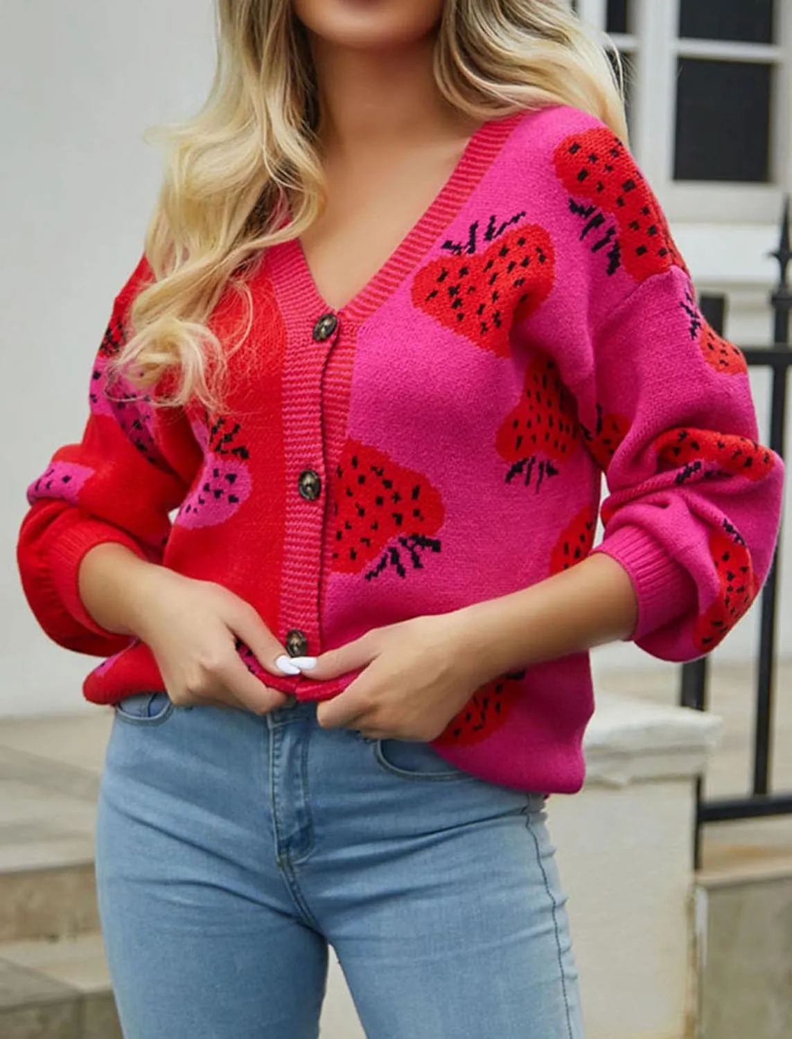 ECOWISH Women Floral Cropped Cardigan: Fall Long Sleeve Open Front Fuzzy Daisy Print Knit Sweaters Casual Y2k Outerwear