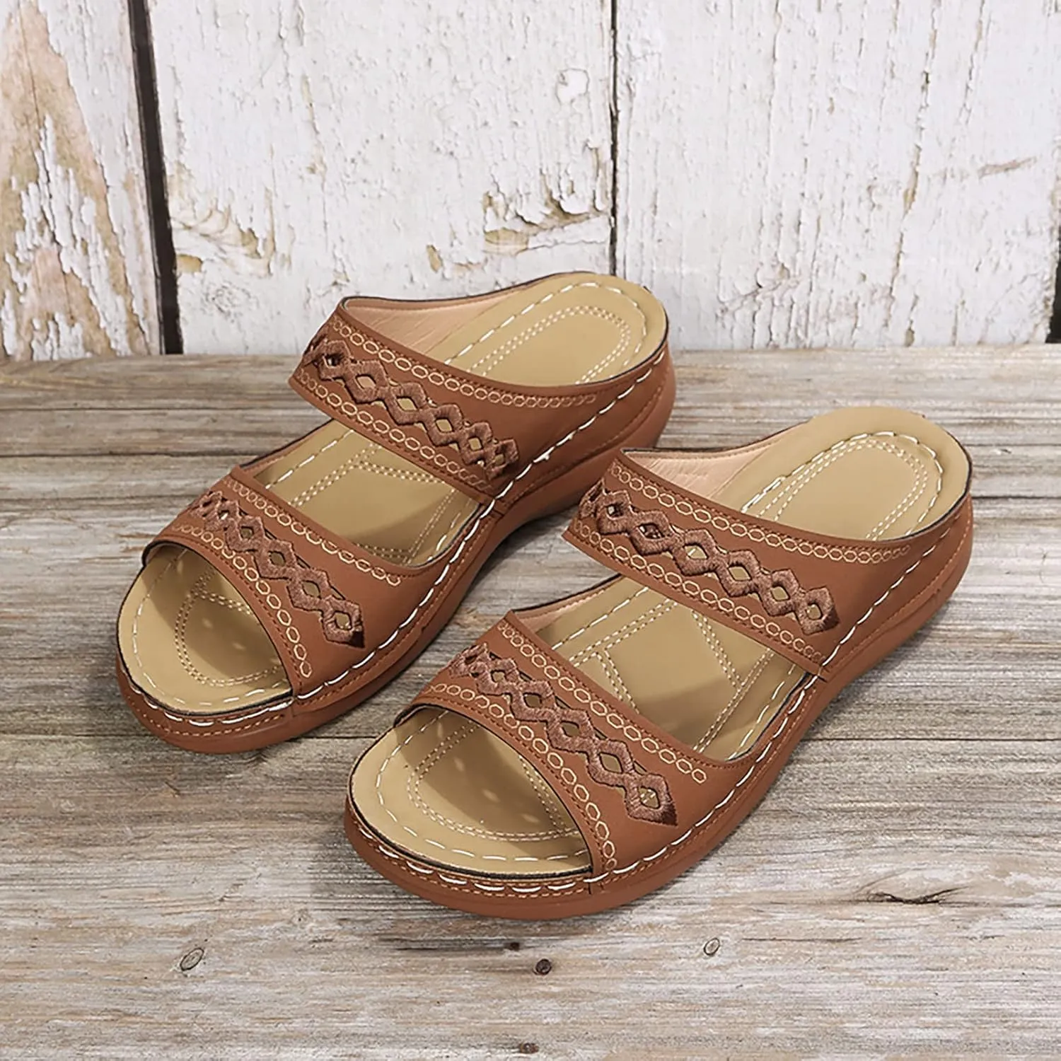 Eduavar Sandals for Women Casual Summer, Orthopedic Sandals for Women Comfortable Open Toe Sandals Casual Beach Slippers