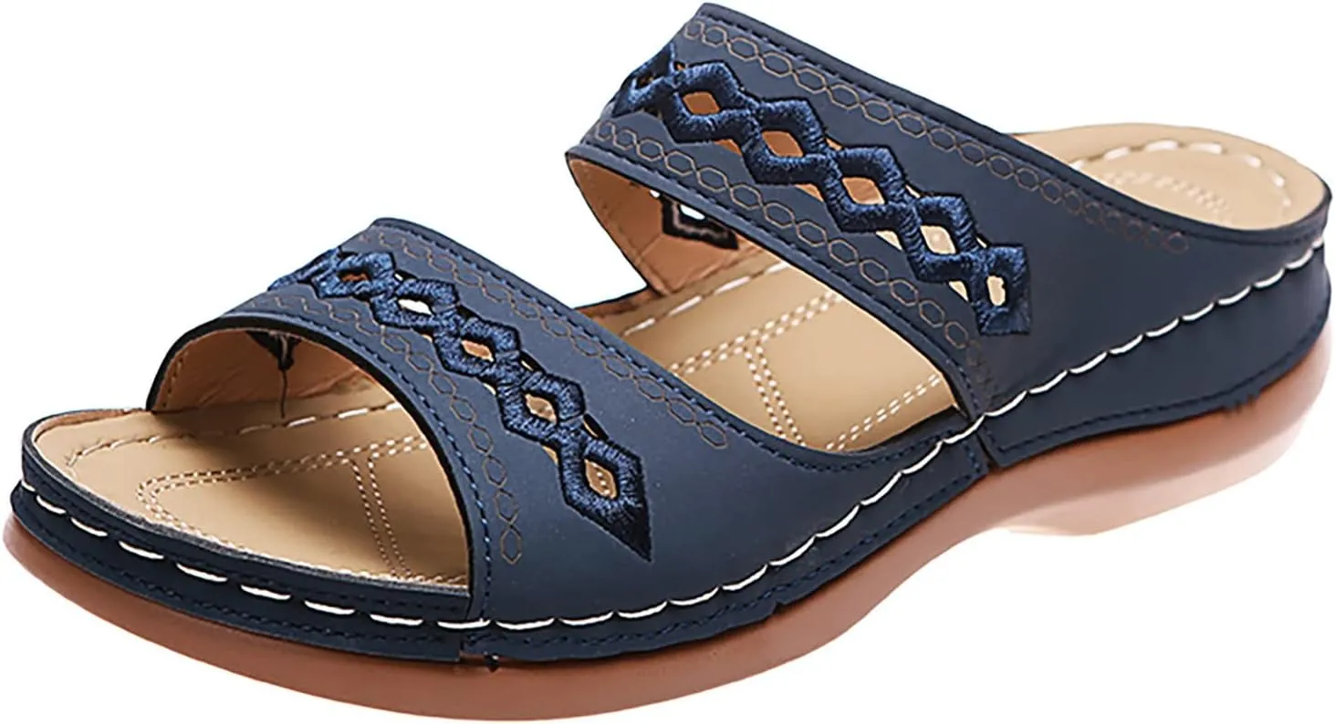 Eduavar Sandals for Women Casual Summer, Orthopedic Sandals for Women Comfortable Open Toe Sandals Casual Beach Slippers