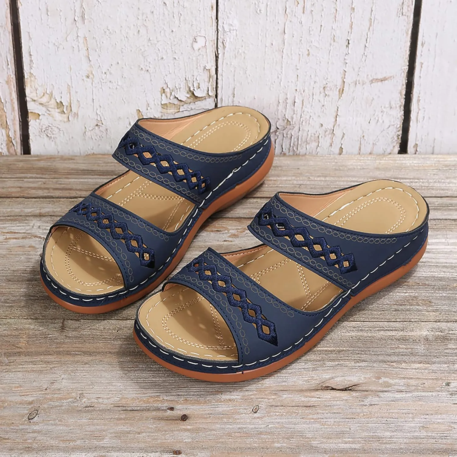 Eduavar Sandals for Women Casual Summer, Orthopedic Sandals for Women Comfortable Open Toe Sandals Casual Beach Slippers