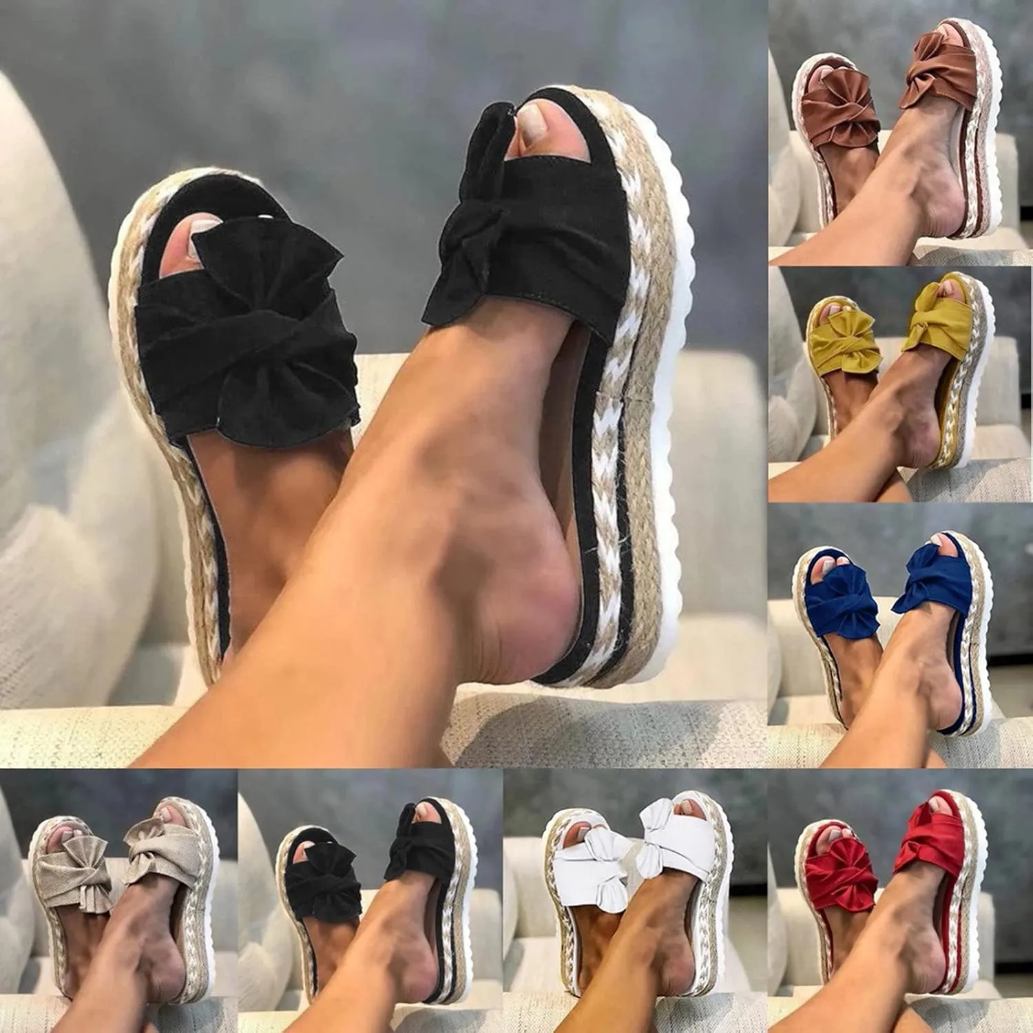 Eduavar Sandals for Women Dressy Summer, Platform Sandals Women Casua Espadrille Wedge Sandals Summer Beach Sandals Slippers