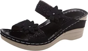 Eduavar Sandals for Women Dressy Summer, Wedge Sandals for Women Breathable Open Toe Platform Sandals with Arch Support