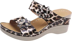 Eduavar Sandals for Women Dressy Summer, Wedge Sandals for Women Comfortable Slip-on Open Toe Sandals Shoes Beach Sandals