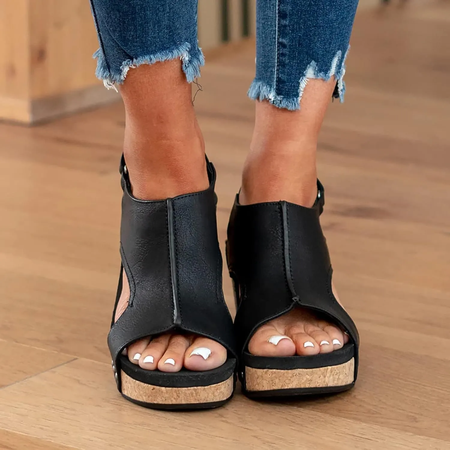 Eduavar Sandals for Women Dressy Summer, Wedge Sandals for Women Open Toe Platform Sandals Comfortable Beach Sandals Shoes