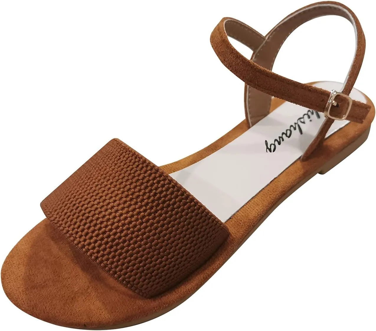 Eduavar Sandals Women, Women's Sandals Dressy Summer Sandals Size Large Buckle Open Toe Sandals Flat Shoes