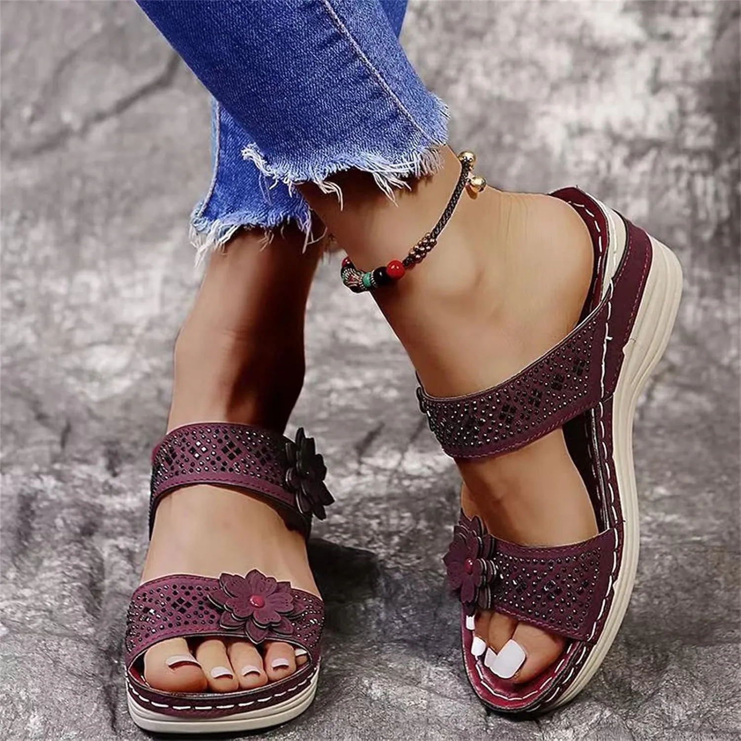 Eduavar Sandals Women, Womens Sandals Fashion Open Toe Sandals Arch Support Wide Width Orthopedic Flip