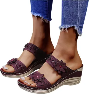 Eduavar Sandals Women, Womens Sandals Fashion Open Toe Sandals Arch Support Wide Width Orthopedic Flip