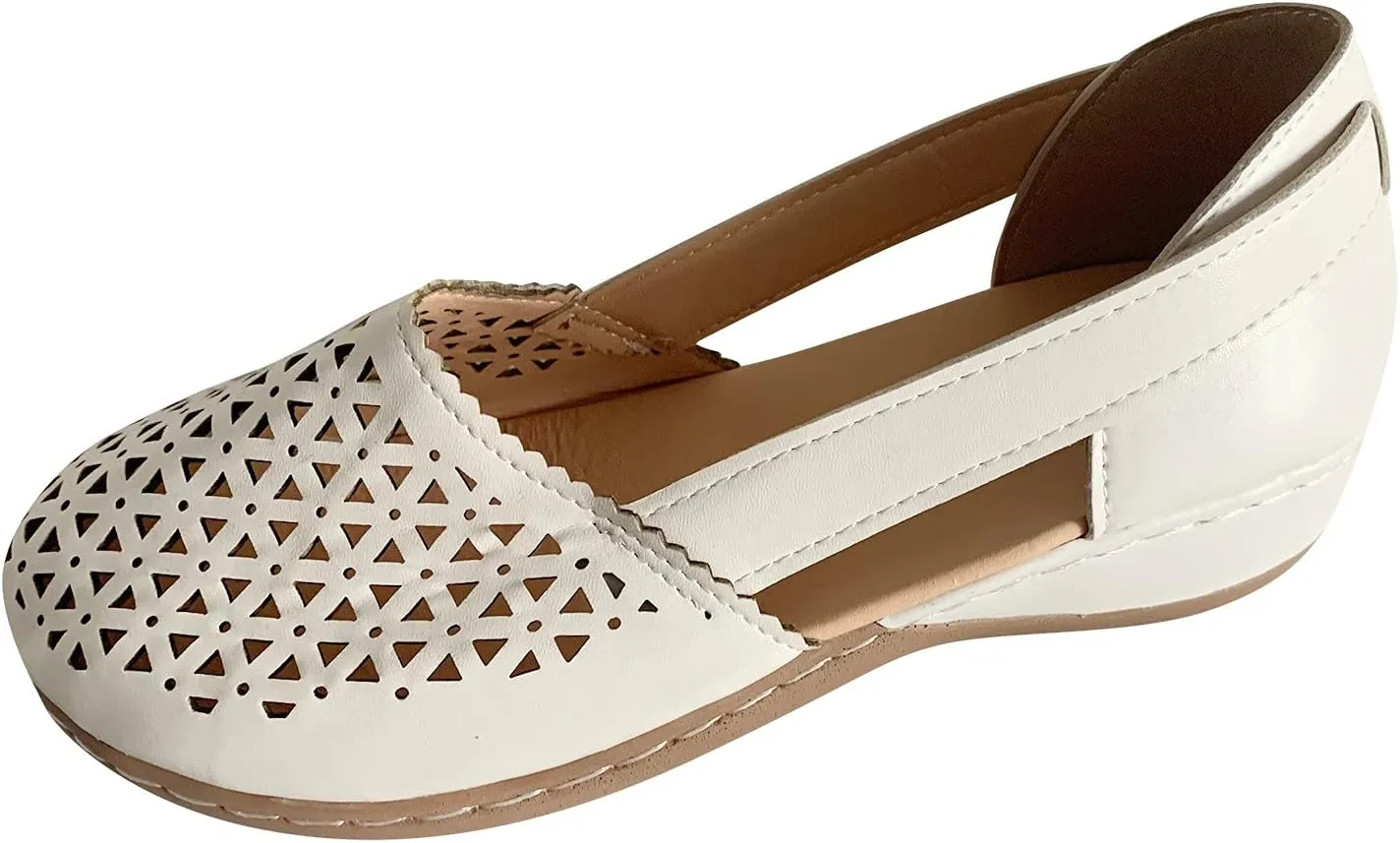 Eduavar Walking Sandals Women, Sandals Women Dressy Summer Close Toed Sandals Hollow Out Wedges Comfy Sandals Shoes