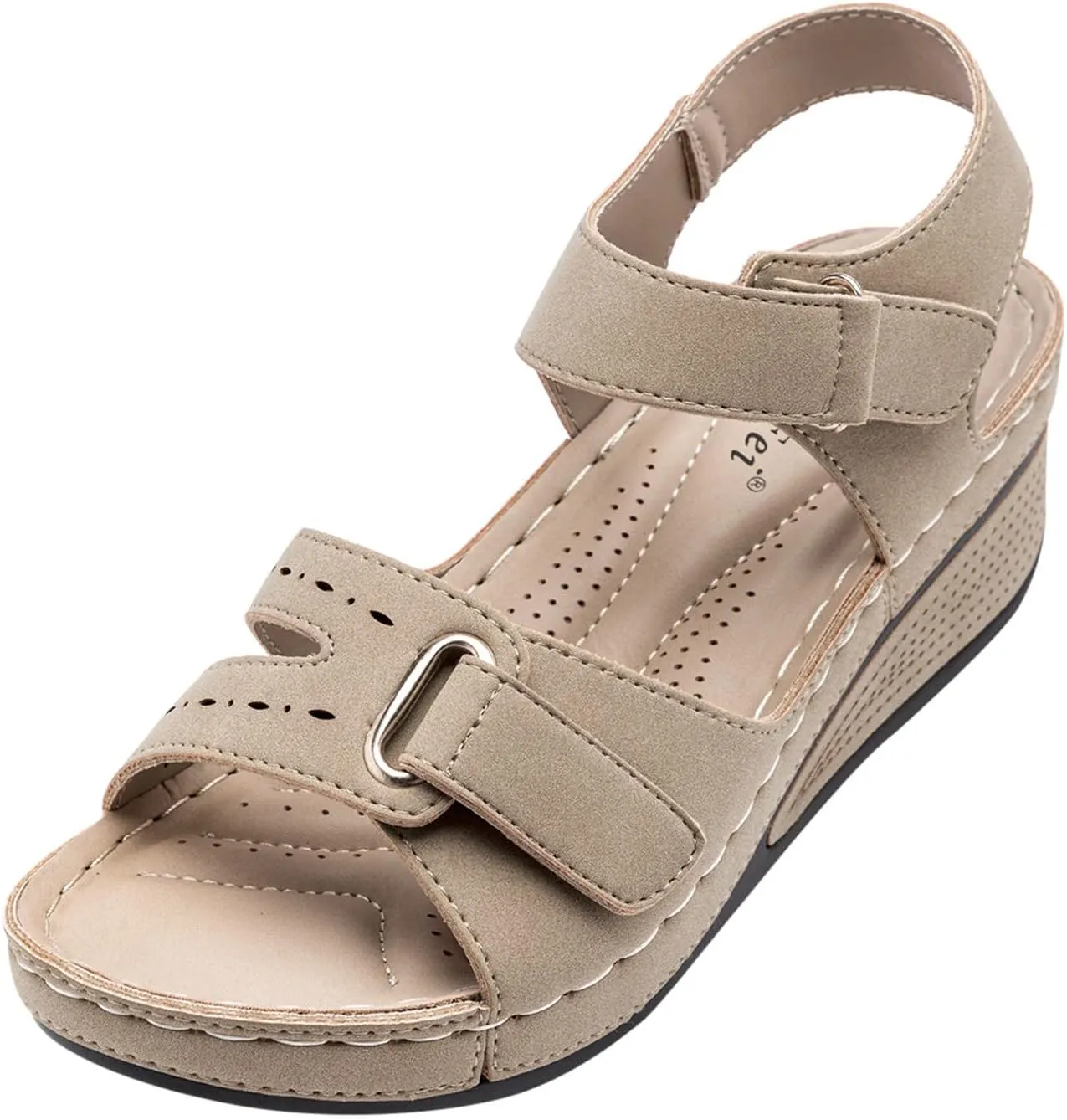 Eduavar Wedge Sandals for Women, Walking Sandals Women Comfort Orthopedic Sandals Platform Open Toe Sandals with Buckle Strap