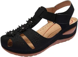 Eduavar Wedge Sandals for Women, Womens Sandals Dressy Hollow Out Sandals Shoes with Ankle Strap Breathable Sandals
