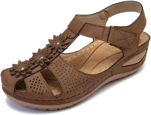 Eduavar Wedge Sandals for Women, Womens Sandals Dressy Hollow Out Sandals Shoes with Ankle Strap Breathable Sandals