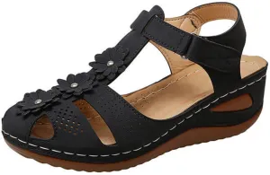 Eduavar Womens Sandals, Sandals for Women Casual Summer Close Toed Sandals Ankle Strap Wedge Sandals Shoes
