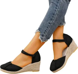 Eduavar Womens Wedge Sandals, Orthopedic Sandals for Women Close Toe Shoes Espadrille Wedge Platform Sandals