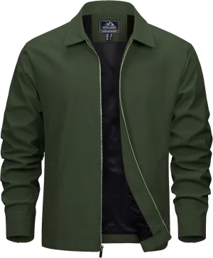 EKLENTSON Mens Lightweight Jackets Full Zip Laydown Collar Golf Light Windbreaker Jackets with Zip Pockets