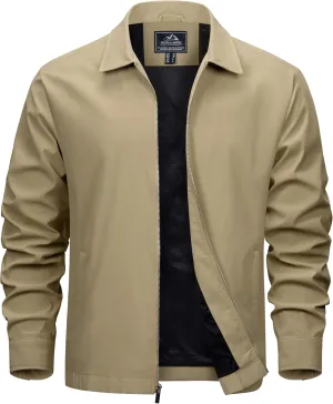 EKLENTSON Mens Lightweight Jackets Full Zip Laydown Collar Golf Light Windbreaker Jackets with Zip Pockets