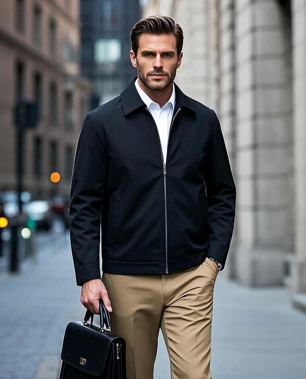 EKLENTSON Mens Lightweight Jackets Full Zip Laydown Collar Golf Light Windbreaker Jackets with Zip Pockets