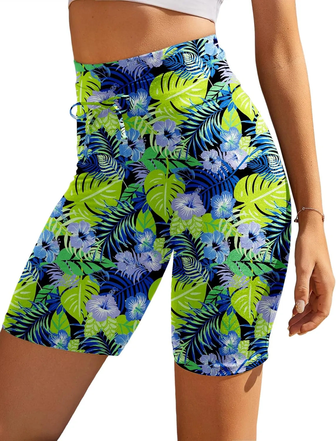 Ekouaer Women's Board Shorts High Waist Swim Shorts Beach Surf Swimwear Shorts S-4XL