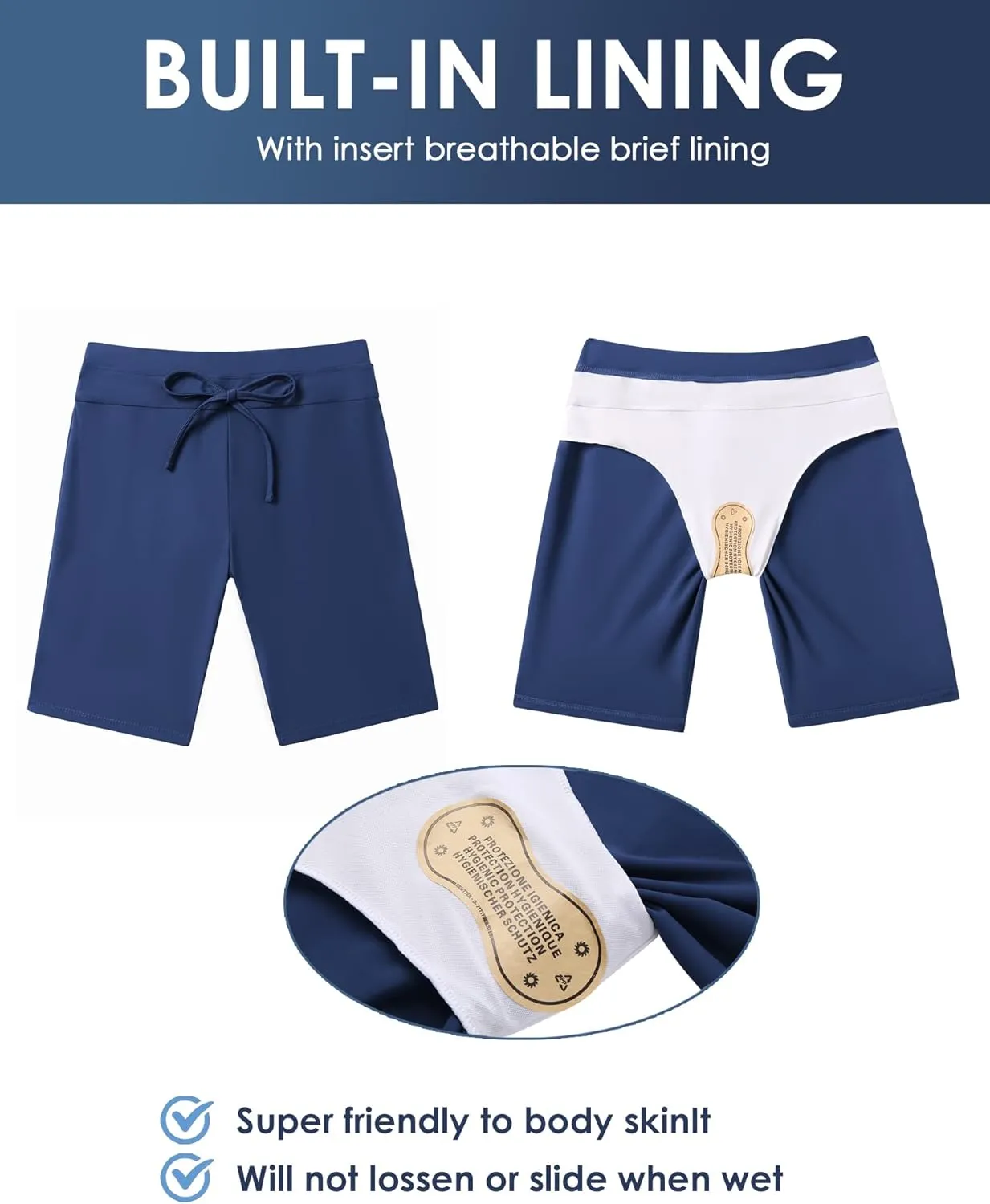 Ekouaer Women's Board Shorts High Waist Swim Shorts Beach Surf Swimwear Shorts S-4XL