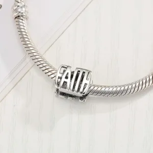 Faith Charms 925 Sterling Silver Beads fits Pandora Charms Bracelets Necklace (Faith Charms)