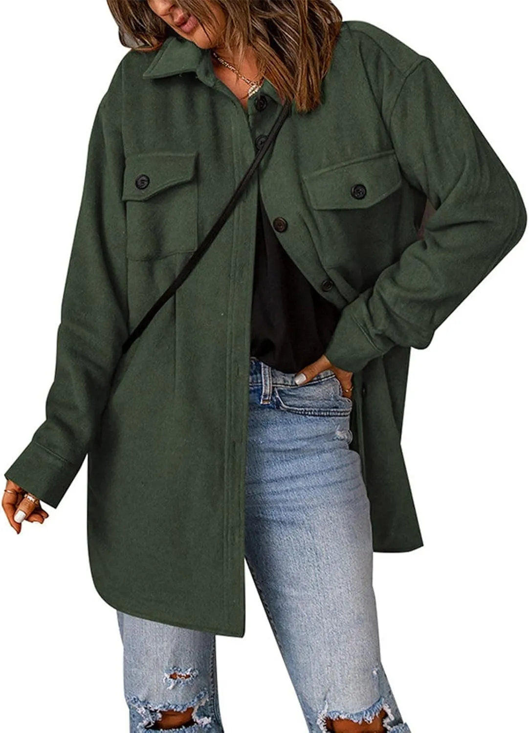 Febecool Cardigan For Women Long Sleeve Slim Fit Double Breasted Coat Denim Jacket For Women Winter Coats For Women Oversized