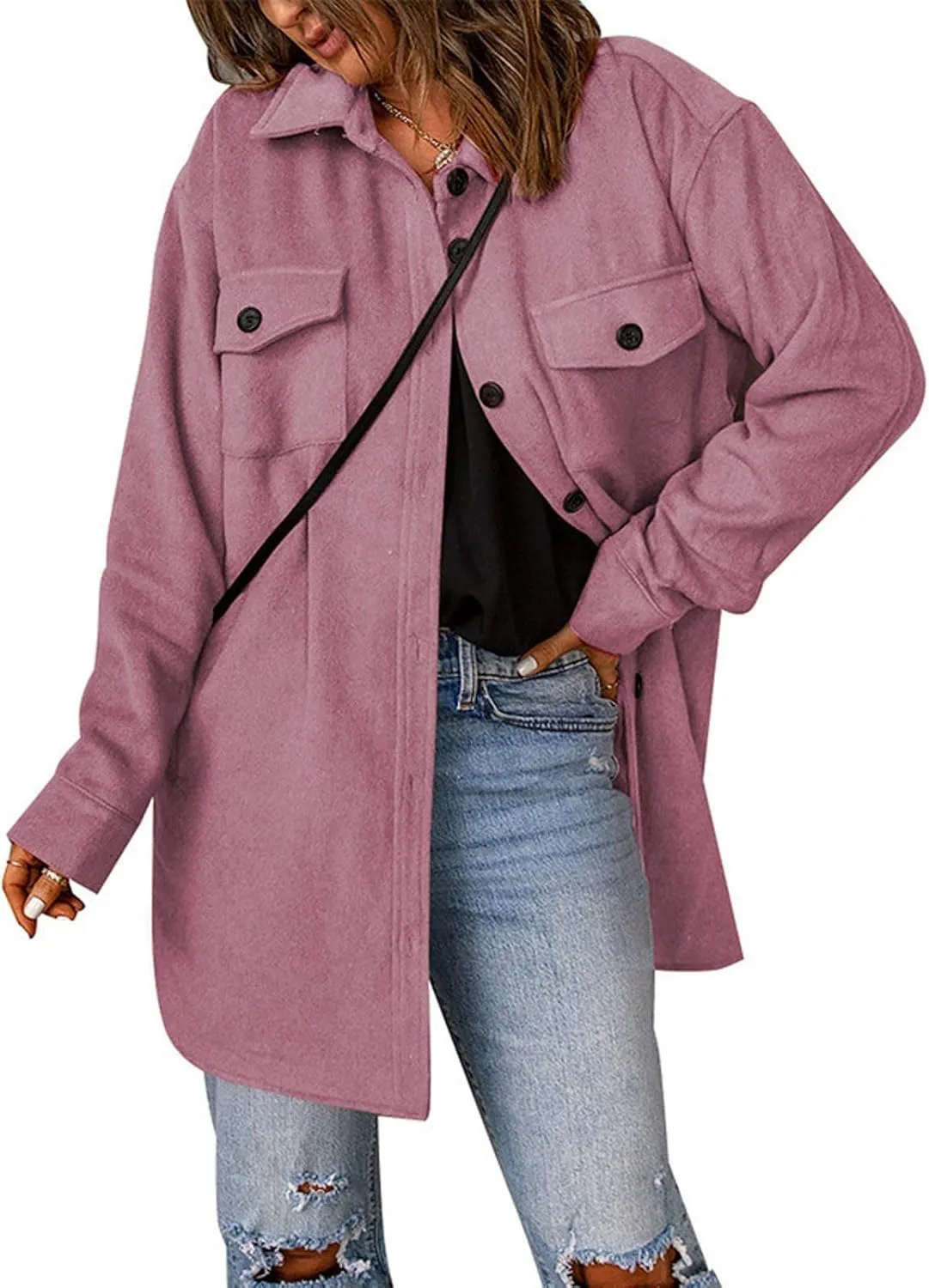 Febecool Cardigan For Women Long Sleeve Slim Fit Double Breasted Coat Denim Jacket For Women Winter Coats For Women Oversized
