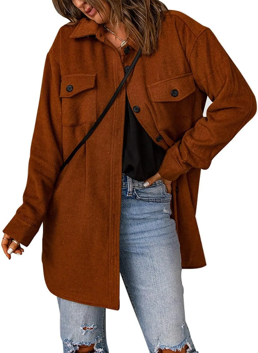 Febecool Cardigan For Women Long Sleeve Slim Fit Double Breasted Coat Denim Jacket For Women Winter Coats For Women Oversized