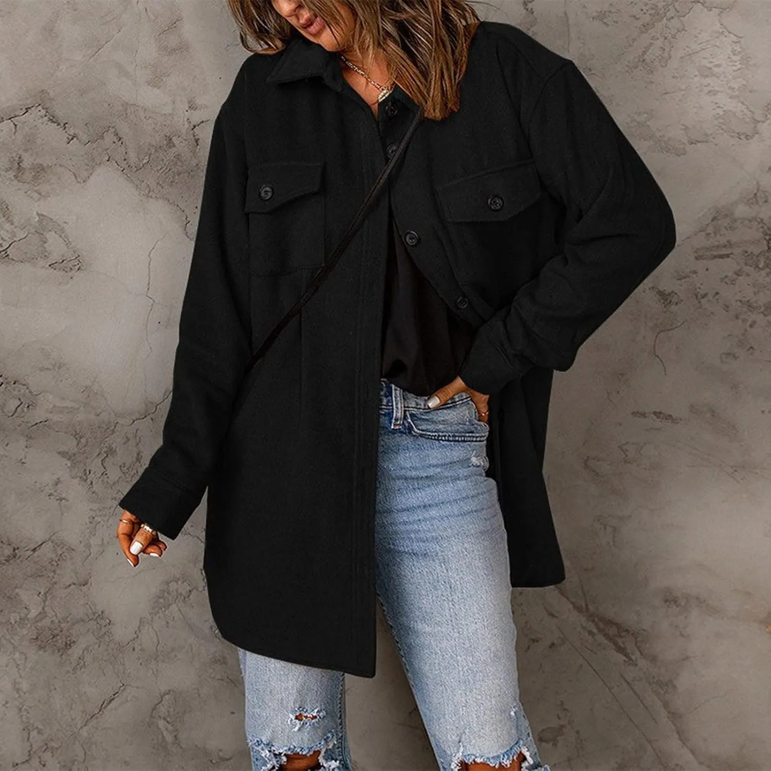 Febecool Cardigan For Women Long Sleeve Slim Fit Double Breasted Coat Denim Jacket For Women Winter Coats For Women Oversized