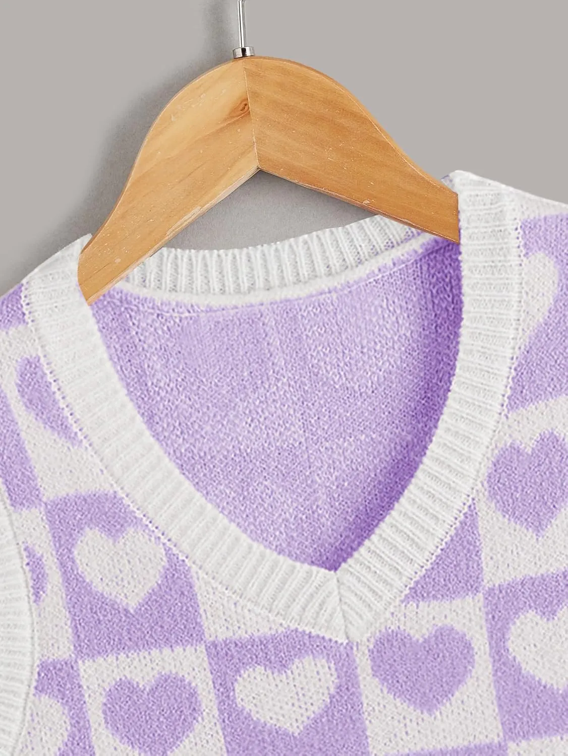 Floerns Girls Heart Print Sleeveless Sweater Vest V Neck Knitwear Tank Top