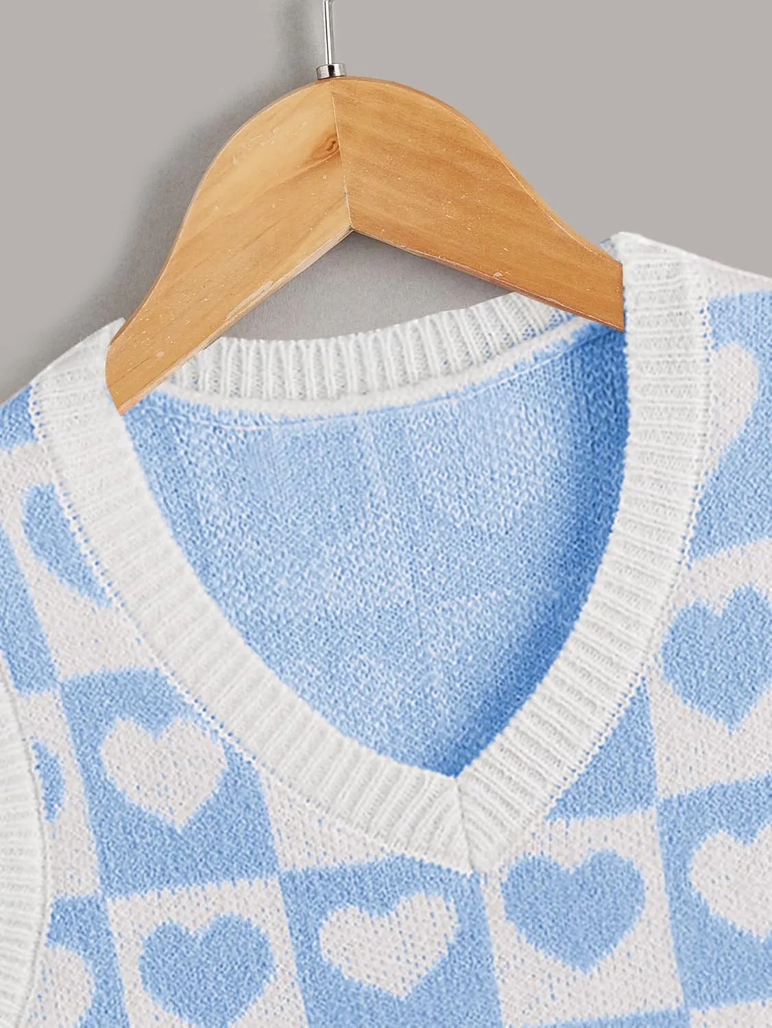 Floerns Girls Heart Print Sleeveless Sweater Vest V Neck Knitwear Tank Top