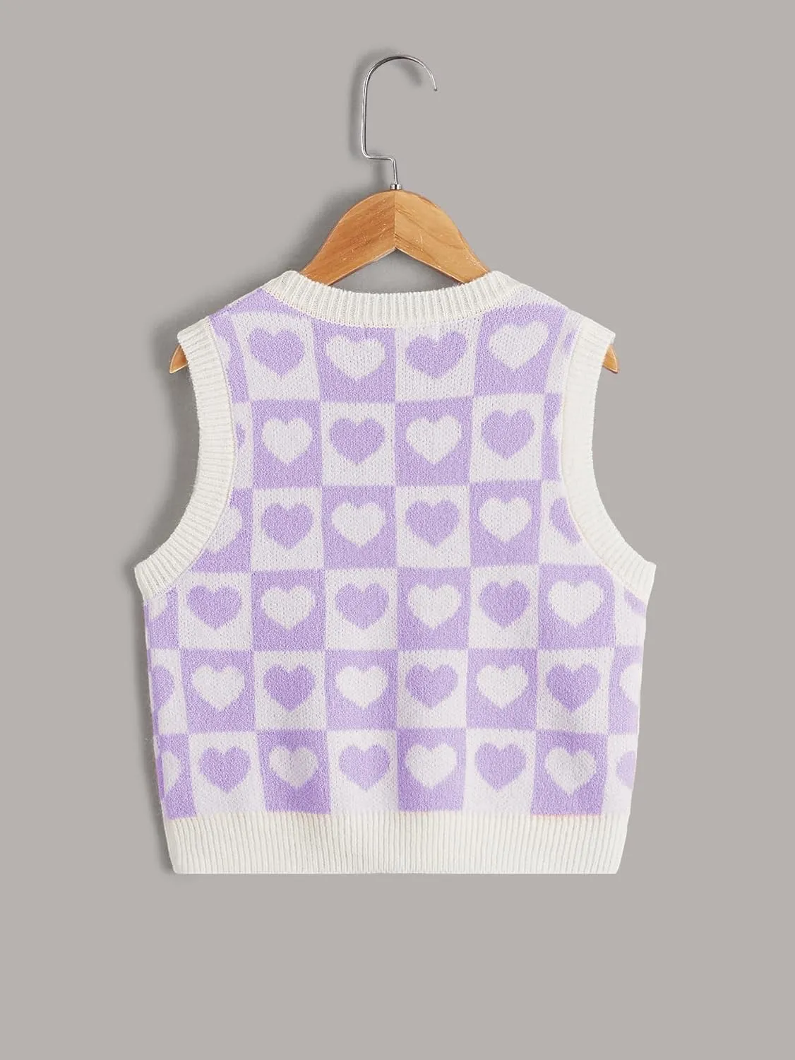 Floerns Girls Heart Print Sleeveless Sweater Vest V Neck Knitwear Tank Top