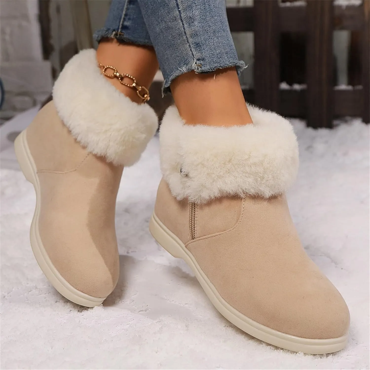 Furry Snow Boots for Women Zapatos Para Invierno Mujer Botas De Invierno Womens Duck Boots Winter Boots for Women Fashion Size 12