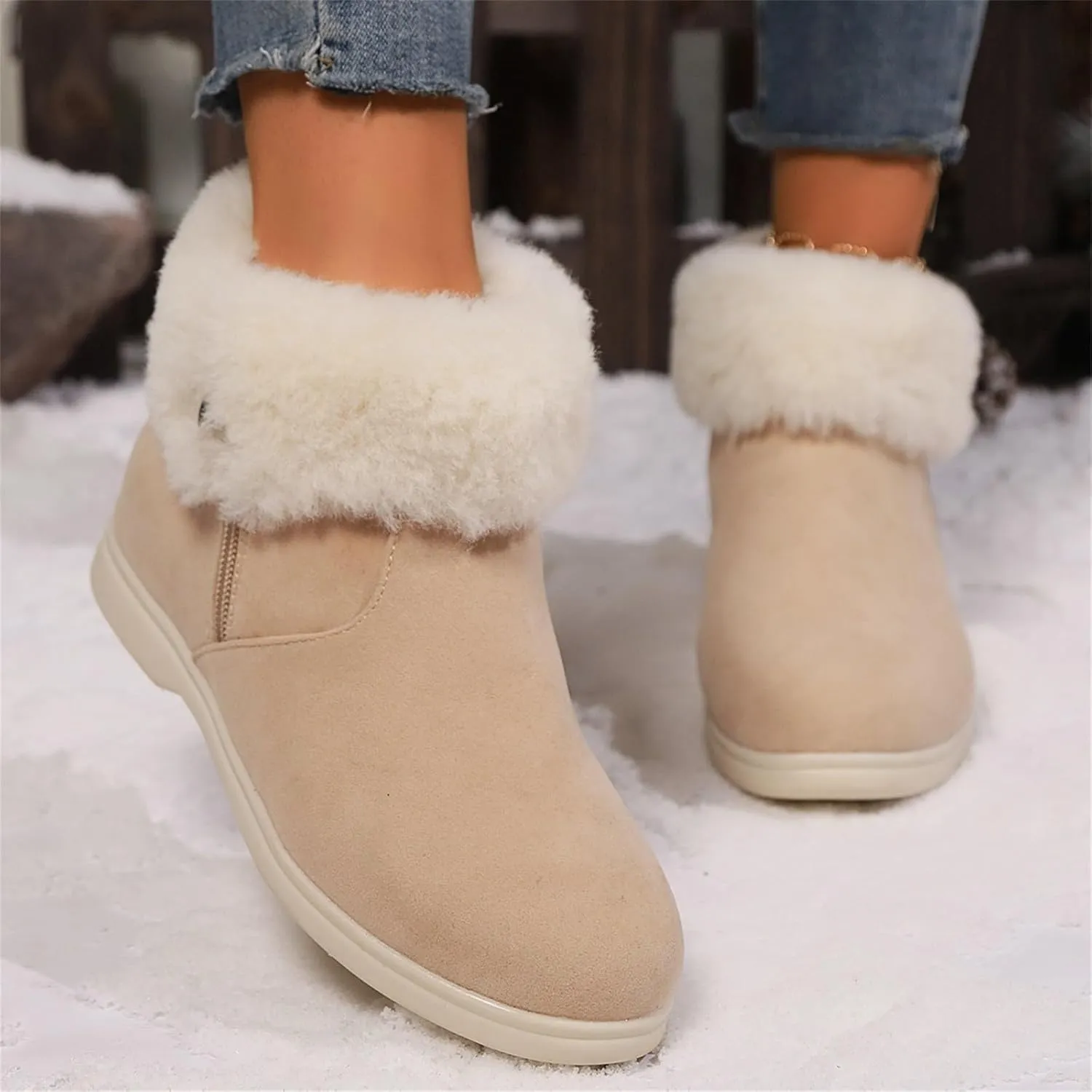 Furry Snow Boots for Women Zapatos Para Invierno Mujer Botas De Invierno Womens Duck Boots Winter Boots for Women Fashion Size 12