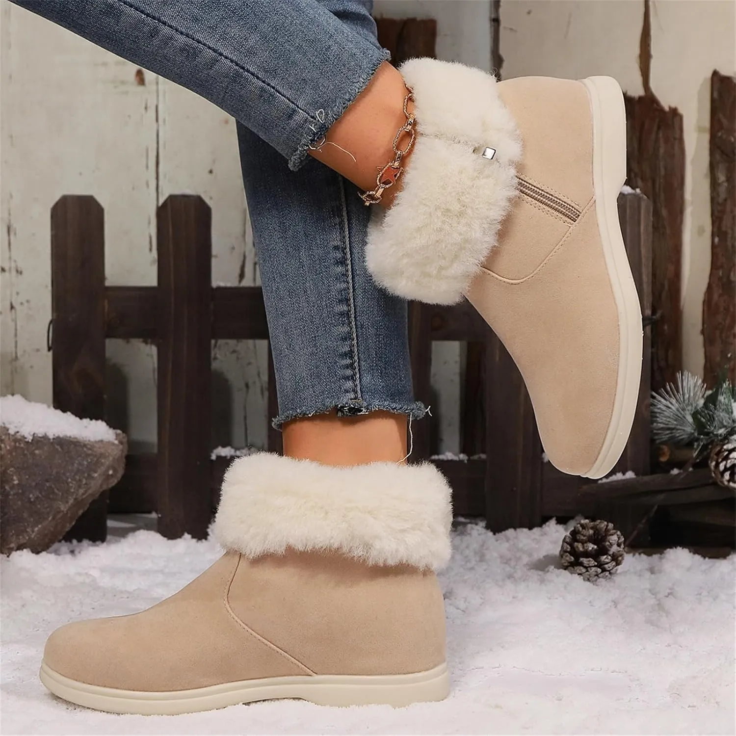 Furry Snow Boots for Women Zapatos Para Invierno Mujer Botas De Invierno Womens Duck Boots Winter Boots for Women Fashion Size 12