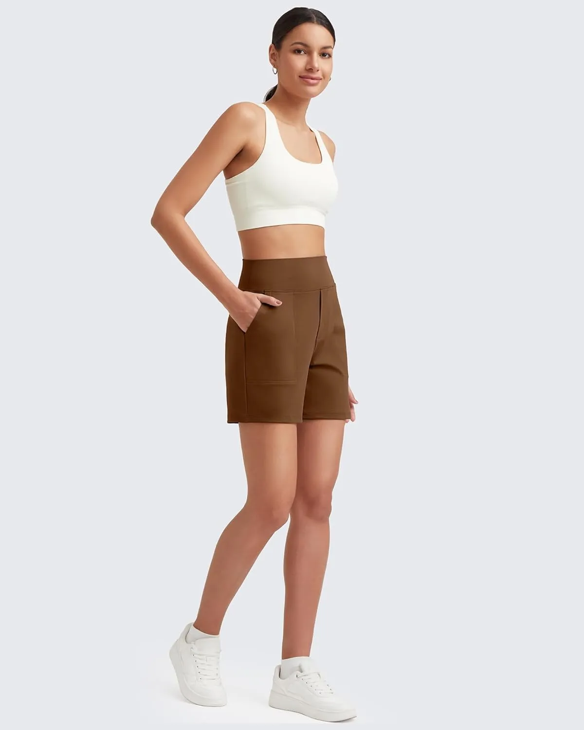 G4Free Women's 5'' Athletic Shorts High Waisted Running Yoga Shorts Summer Casual Shorts with Pockets