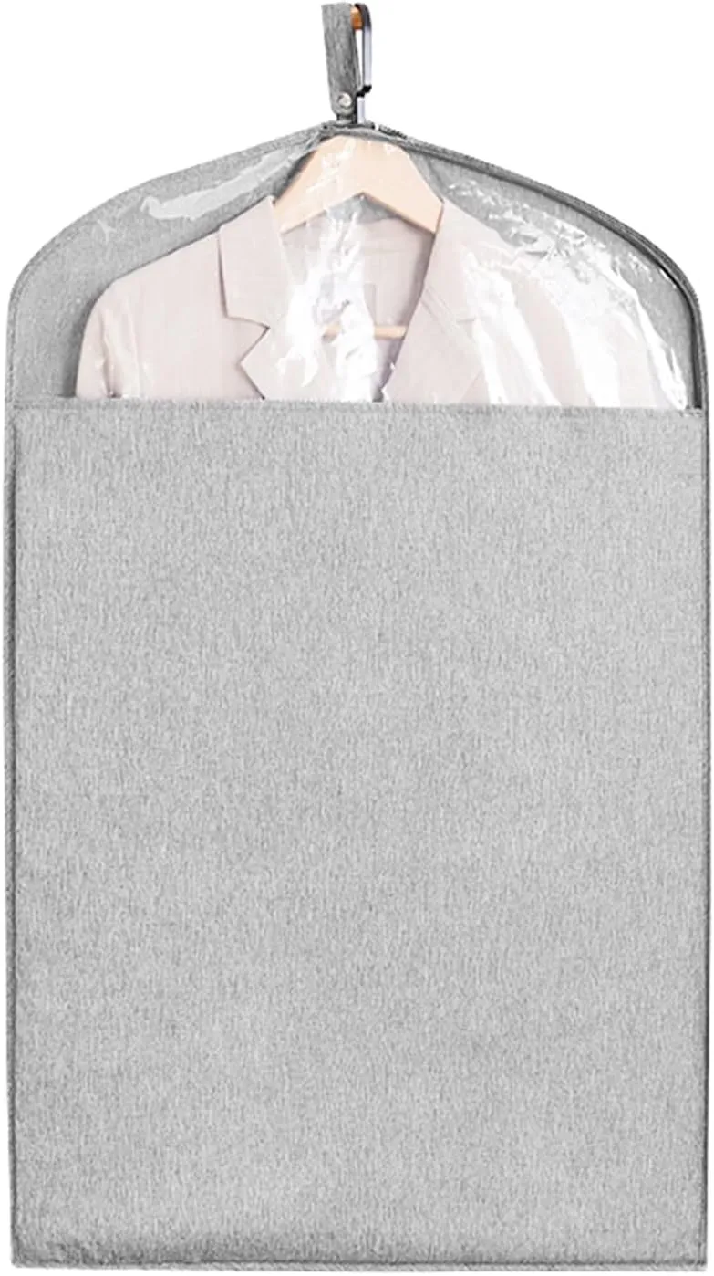 Garment Bags for Hanging Clothes, Suit Bags for Closet Storage with a Clear Window, Protector Cover with Zipper(Gray,58x110cm/23x43in)