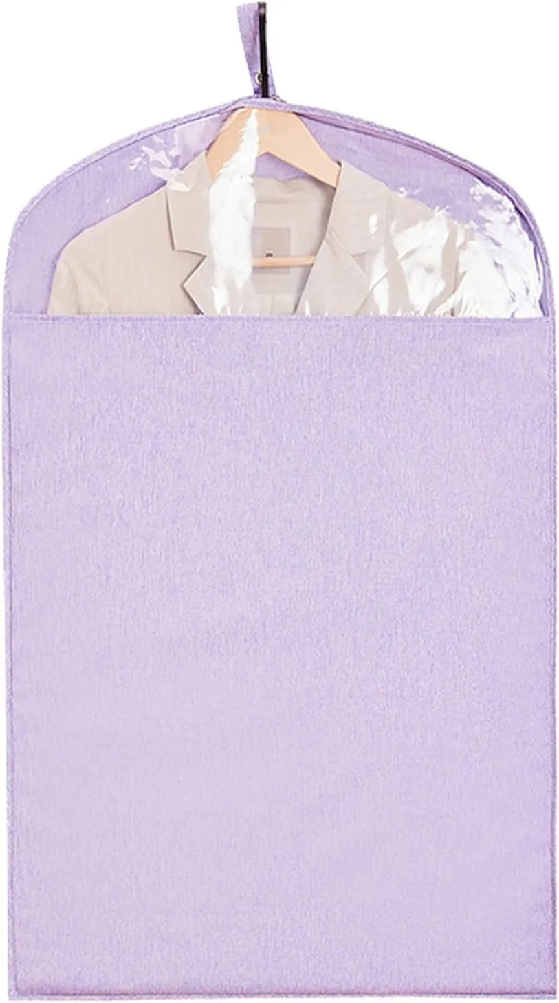 Garment Bags for Hanging Clothes, Suit Bags for Closet Storage with a Clear Window, Protector Cover with Zipper(Purple,58x90cm/23x35in)