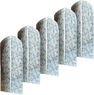 Garment Bags for Hanging Clothes, Translucent Suit Cover Bags with Zipper for T-Shirt, Jacket, Coats, Dresses, 5 Packs, PEVA(60x110cm/24x43in)